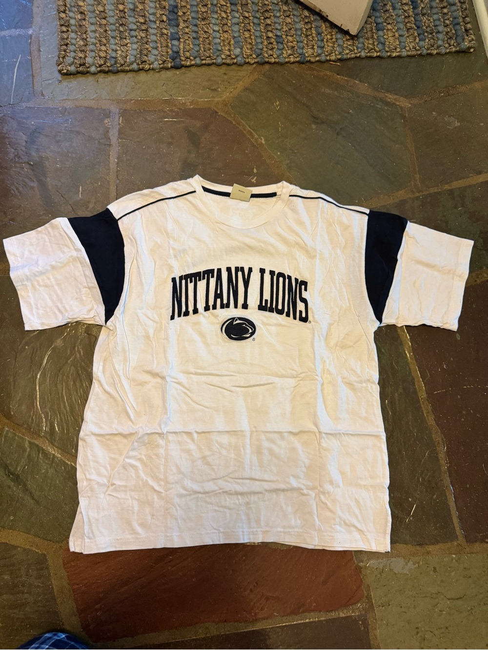 Nittany Lions Men's White Short-Sleeve Tee with Navy Accents